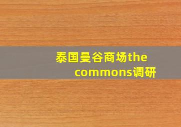 泰国曼谷商场the commons调研